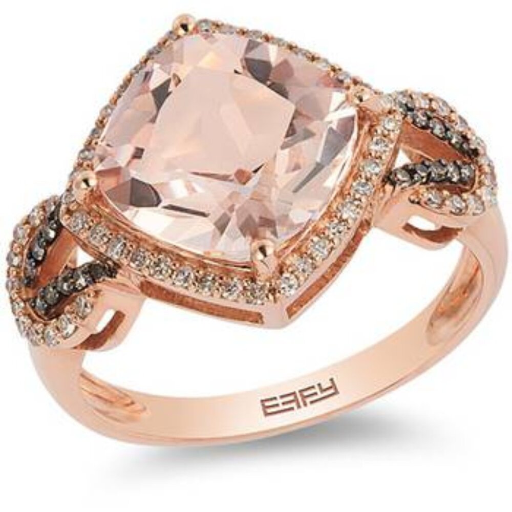$4950 / NEW / EFFY Morganite & Diamond Ring / 14K gold